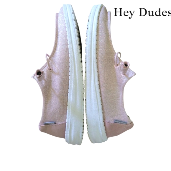 Hey Dudes Glitter Sparkle Pink Wendy Metallic Sneaker Tennis Loafer Shoe Women 7 - Picture 6 of 13